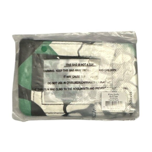 (1) Vera Bradley Zip ID Case Pouch Mini Wallet Key Ring Imperial Rose NWT *READ* - Picture 3 of 3